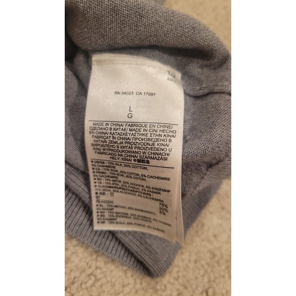 Banana Republic Luxury Blend Silk Cotton Cashmere Vneck Sweater Men's large gray - Picture 5 of 7